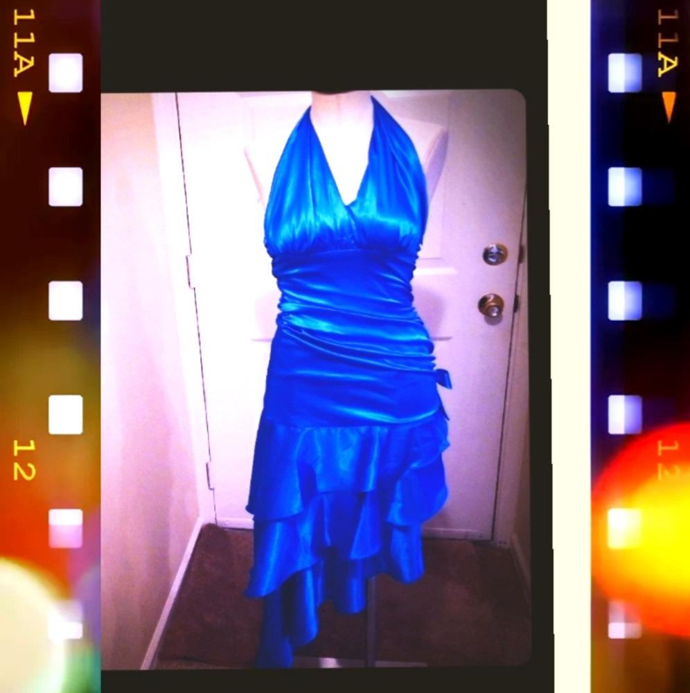 Blue halter Prom dress